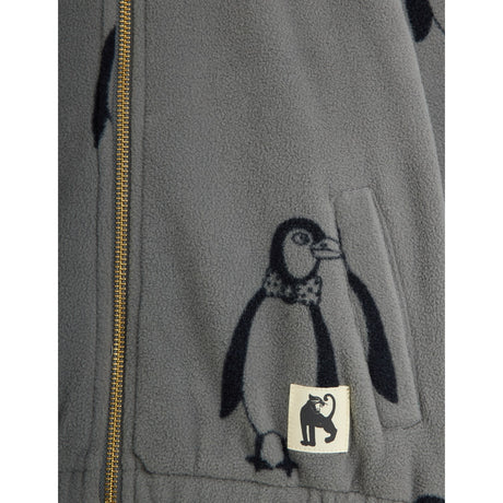 Mini Rodini Grey Penguin AOP Fleece Jakke