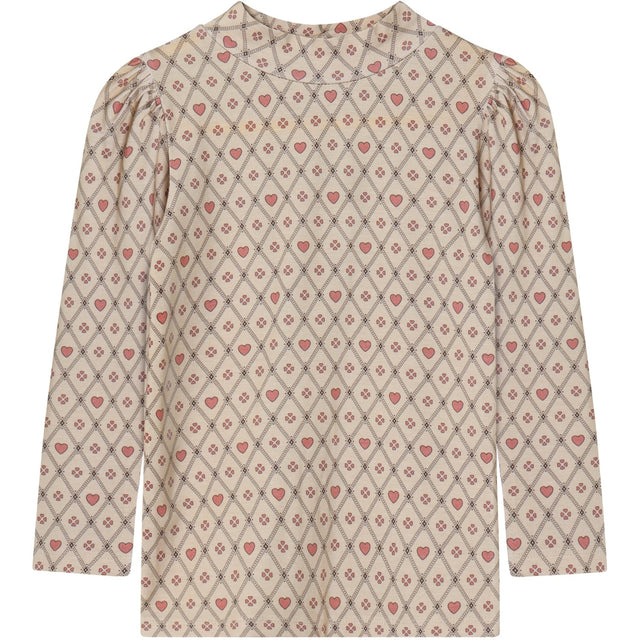 Fliink Sandshell Heart Aop Kelly Heart Ls Puff Bluse