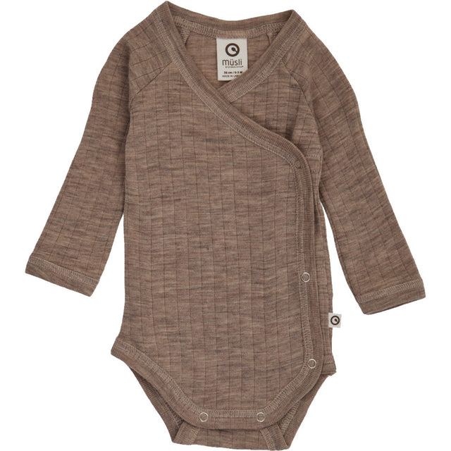 Müsli Walnut Melange Woolly Rib Slå-om L/S Body