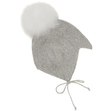 Huttelihut Medium Grey Melange Bonnet Uld Strik Alpaca Pompom