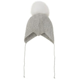 Huttelihut Medium Grey Melange Bonnet Uld Strik Alpaca Pompom
