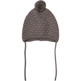 Huttelihut Brown Melange Bonnet Uld Strik Pompom