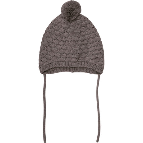 Huttelihut Brown Melange Bonnet Uld Strik Pompom