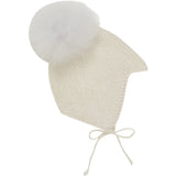 Huttelihut Off-White Bonnet Uld Strik Alpaca Pompom