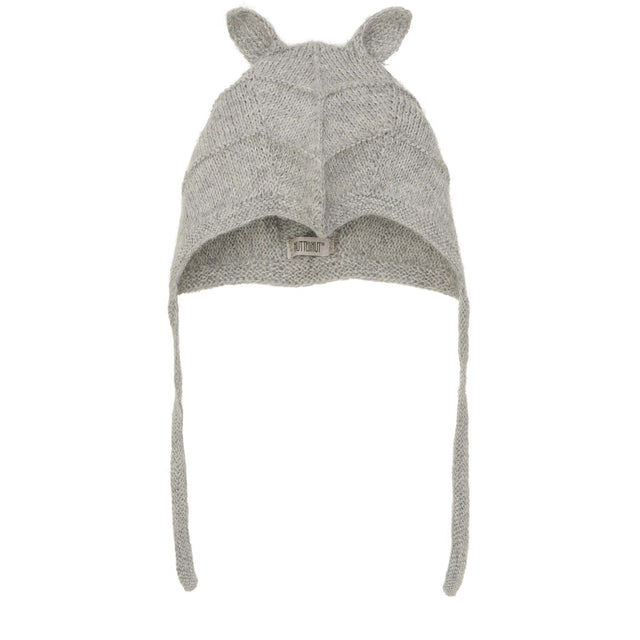 Huttelihut Medium Grey Melange Bonnet Ears Alpaca Uld Strik