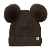 Huttelihut Dark Brown Melange Hue Strik Alpaca Pompoms