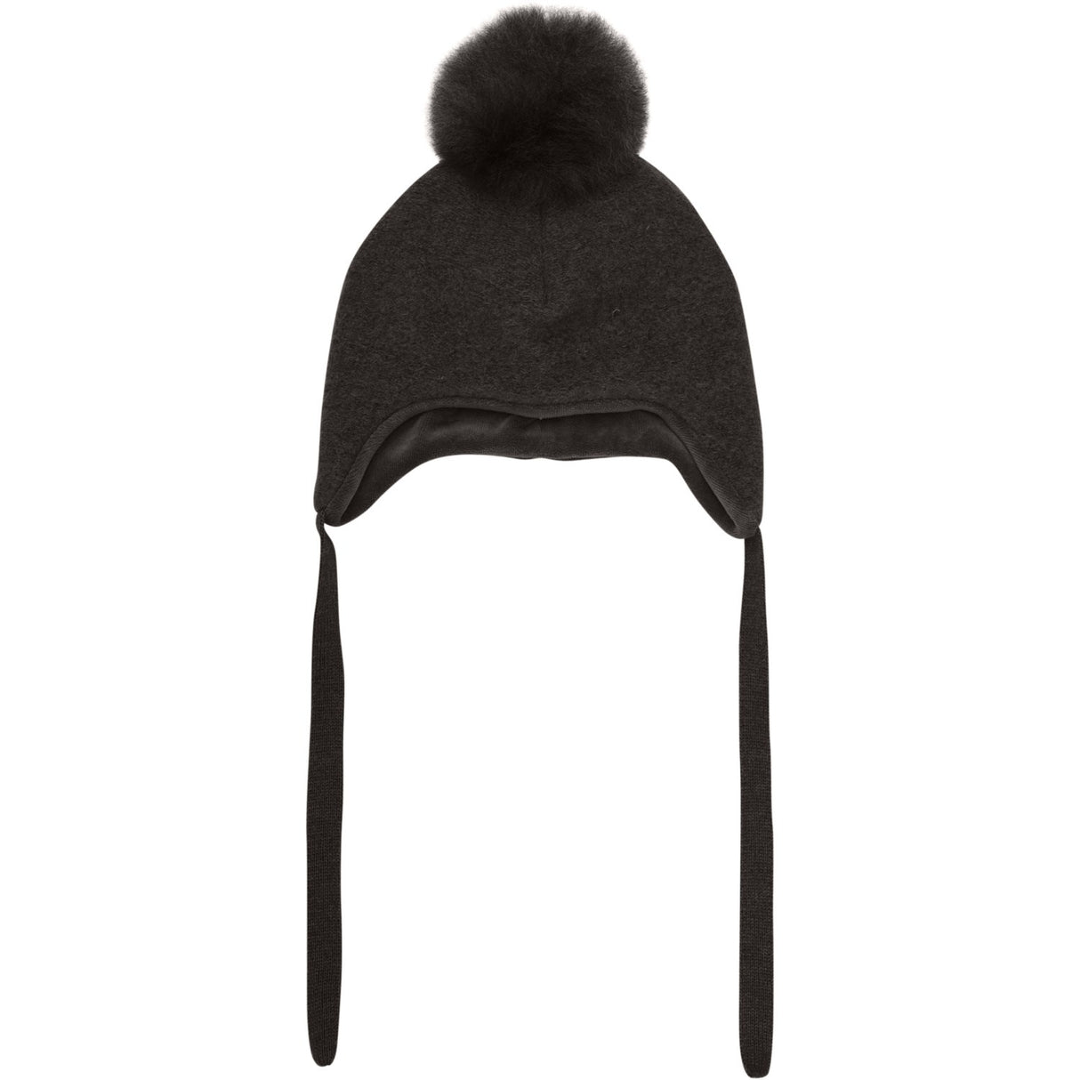 Huttelihut Dark Brown Melange Bonnet Uld Alpaca Pompom