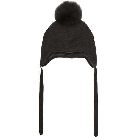 Huttelihut Dark Brown Melange Bonnet Uld Alpaca Pompom