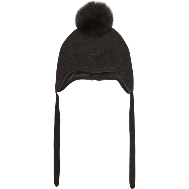 Huttelihut Dark Brown Melange Bonnet Uld Alpaca Pompom