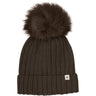 Huttelihut Dark Brown Melange Hue Strik Alpaca Pompom