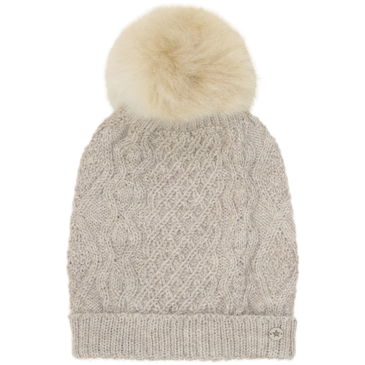 Huttelihut Camel Melange Hue Uld Strik Alpaca Pompom