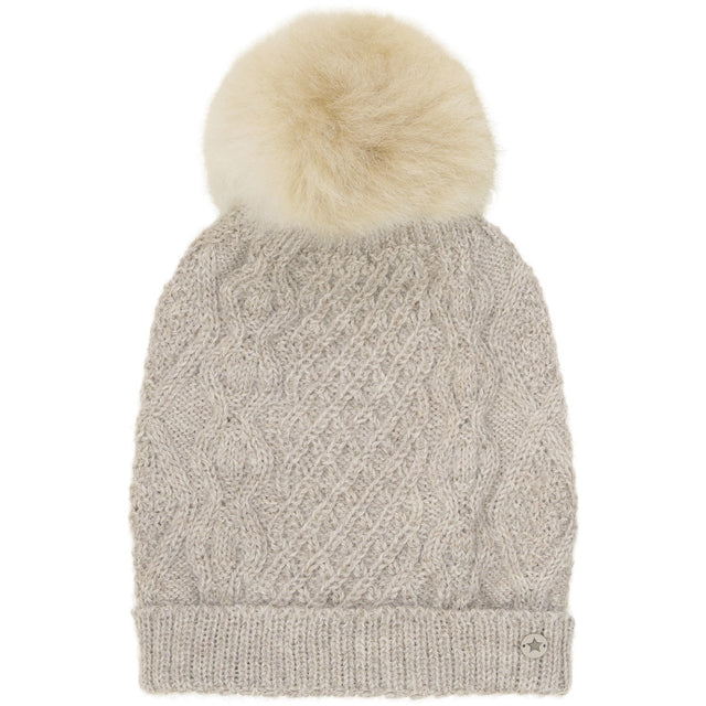 Huttelihut Camel Melange Hue Uld Strik Alpaca Pompom