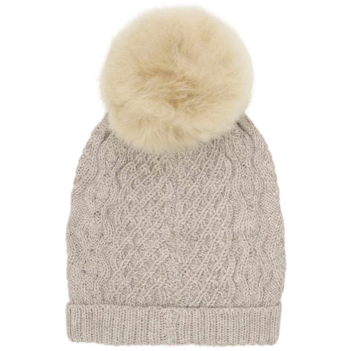 Huttelihut Camel Melange Hue Uld Strik Alpaca Pompom