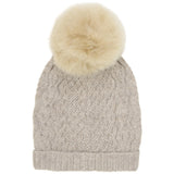 Huttelihut Camel Melange Hue Uld Strik Alpaca Pompom