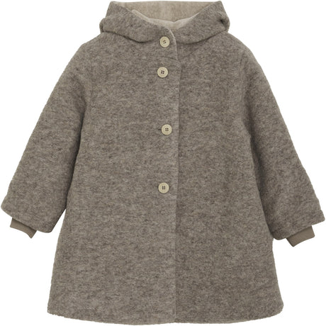 Huttelihut Camel Melange Frakke Hætte Uld W. Lining