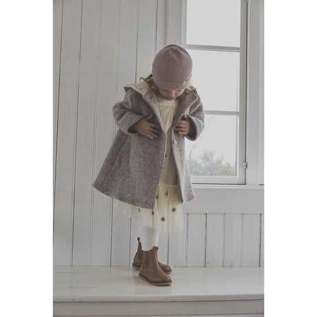 Huttelihut Camel Melange Frakke Hætte Uld W. Lining