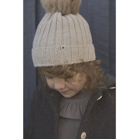 Huttelihut Sand Melange Hue Strik Alpaca Pompom