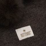 Huttelihut Dark Brown Melange Elefanthue Uld Alpaca Pompoms