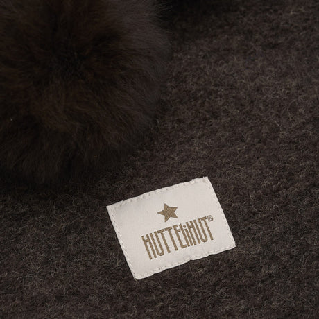 Huttelihut Dark Brown Melange Elefanthue Uld Alpaca Pompoms