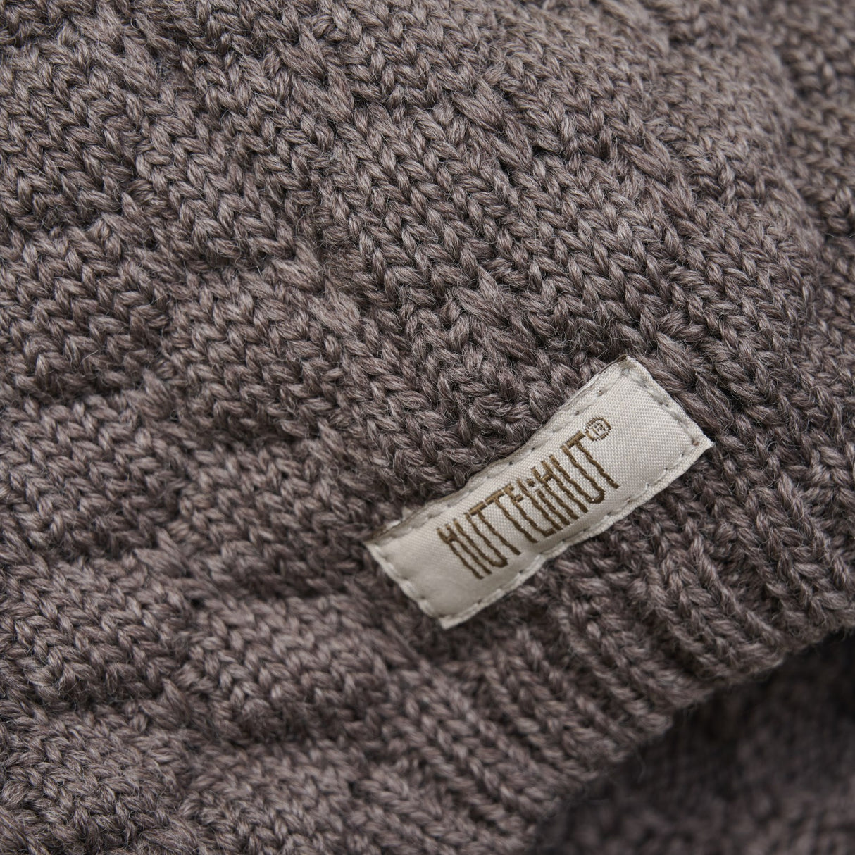 Huttelihut Brown Melange Bonnet Uld Strik Pompom