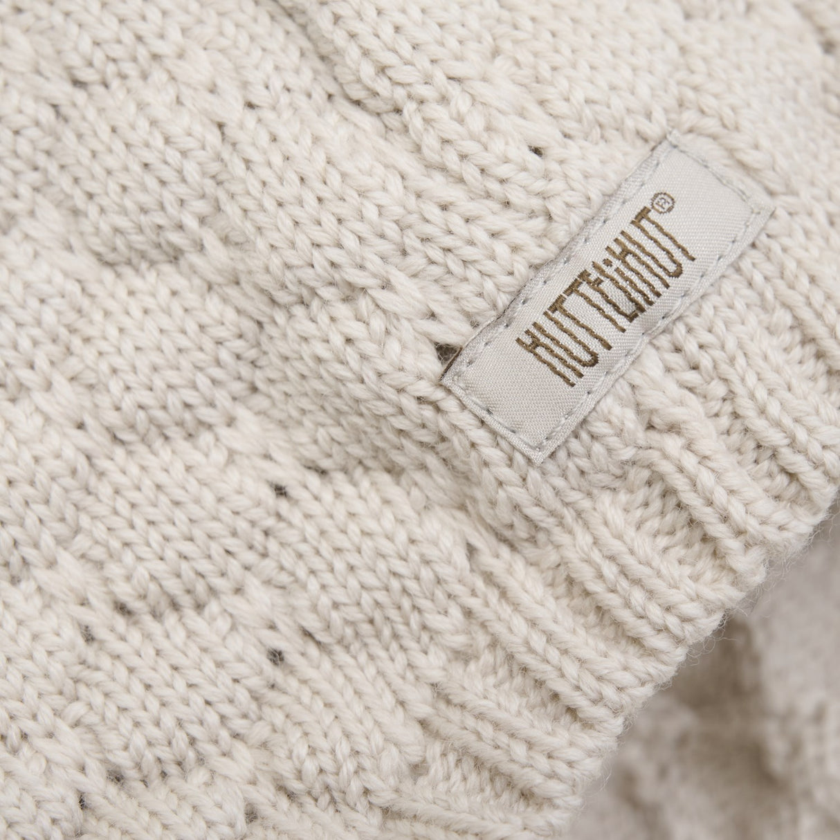 Huttelihut Sand Melange Bonnet Uld Strik Pompom