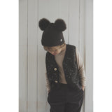 Huttelihut Dark Brown Melange Hue Strik Alpaca Pompoms