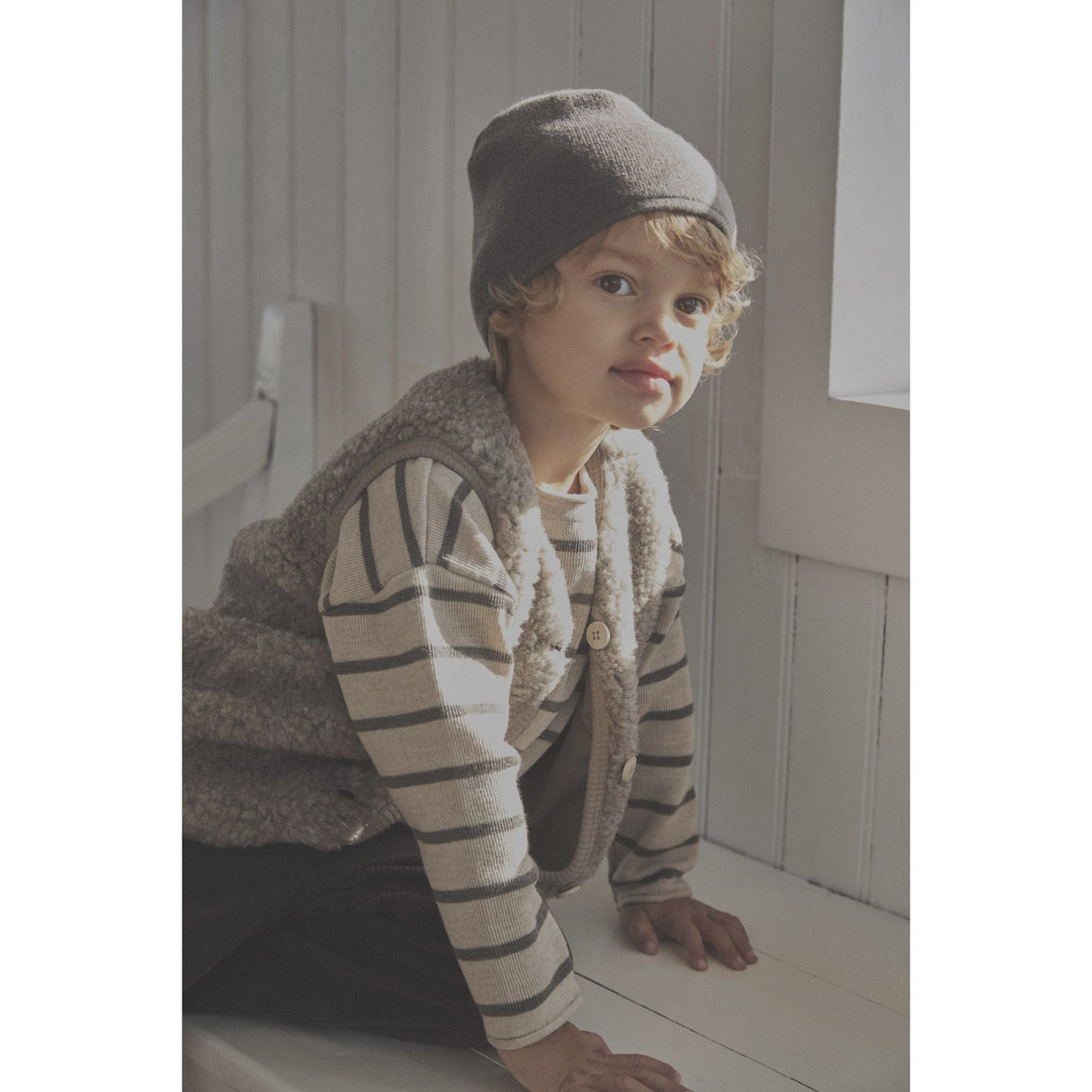 Huttelihut Camel Melange Vest Uld Bamse W. Lining