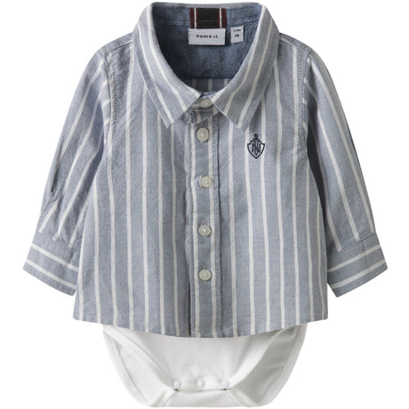 Name It Flint Stone Thin Stripe - Bright White Nbmrekid Shirtbody