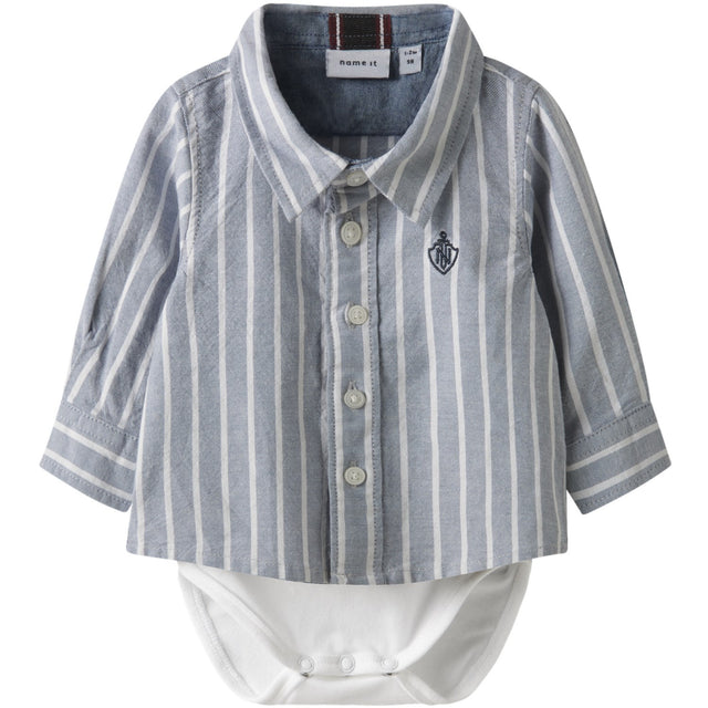 Name It Flint Stone Thin Stripe - Bright White Nbmrekid Shirtbody