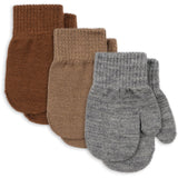 Konges Sløjd Grey Melange/Beige/Brown 3 Pak Filla Vanter