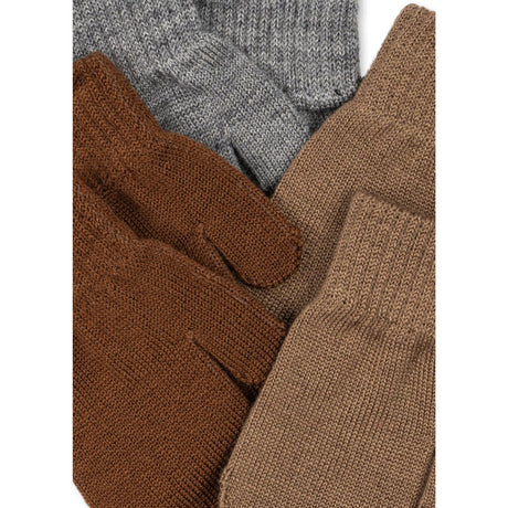 Konges Sløjd Grey Melange/Beige/Brown 3 Pak Filla Vanter