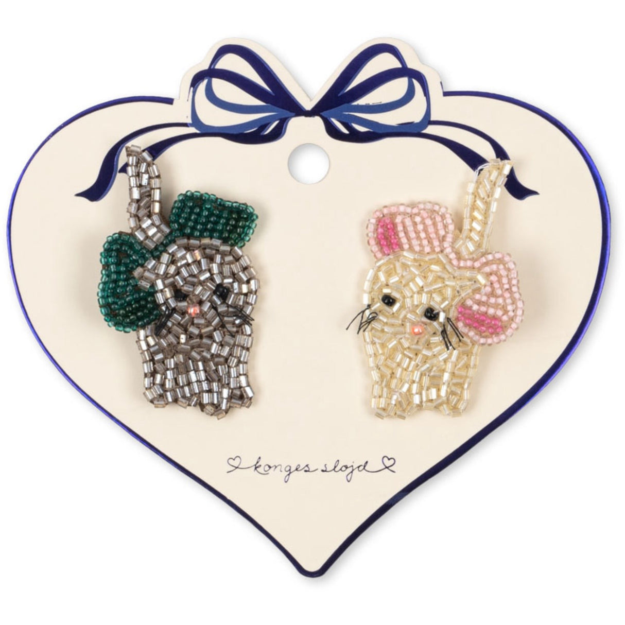 Konges Sløjd Bow Kitty 2 Pak Sløjfe Kitty Beaded Hårspænder