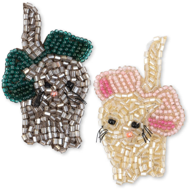 Konges Sløjd Bow Kitty 2 Pak Sløjfe Kitty Beaded Hårspænder