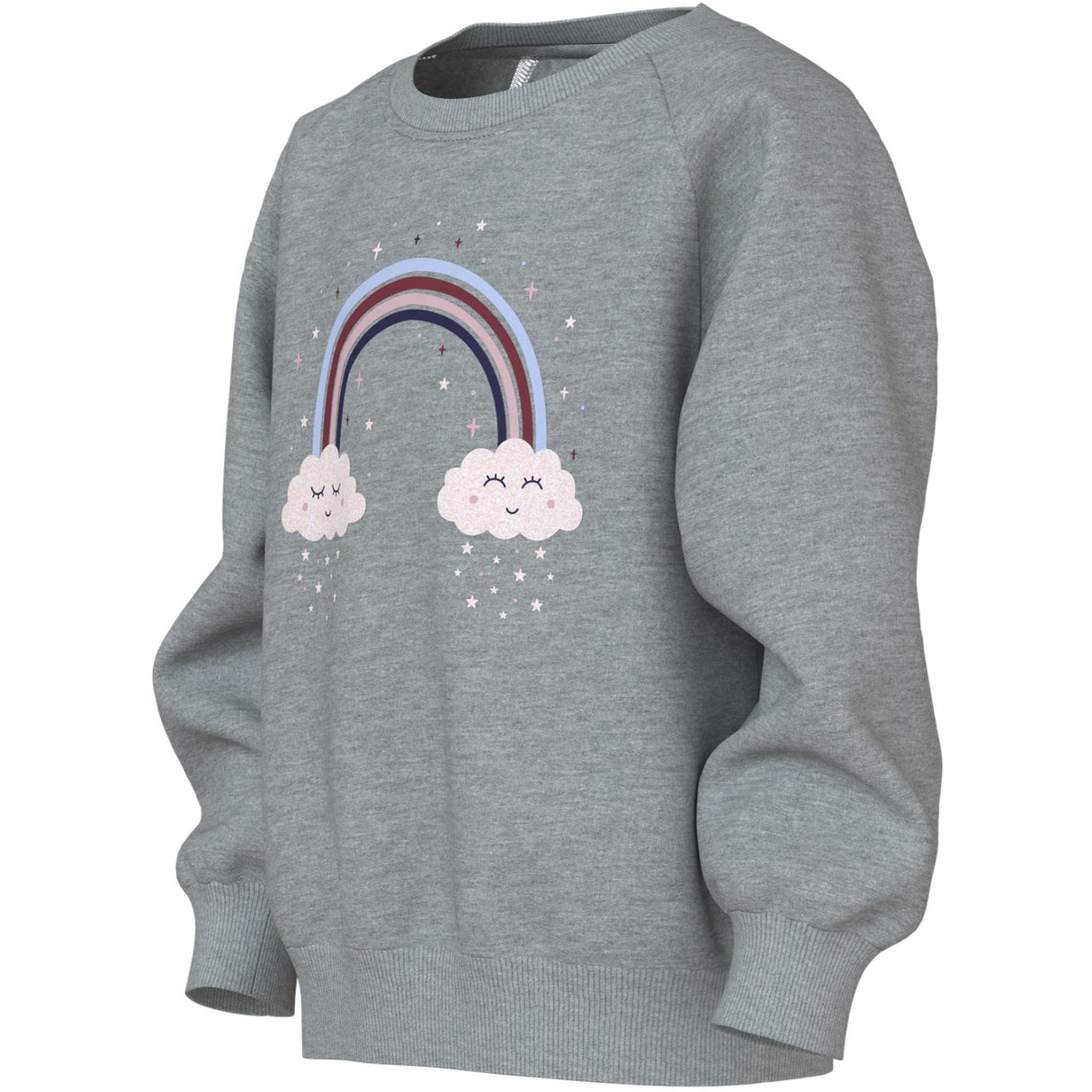 Name It Grey Melange Rainbow Clouds Nmfvenus Ls Nreg Sweat Bru
