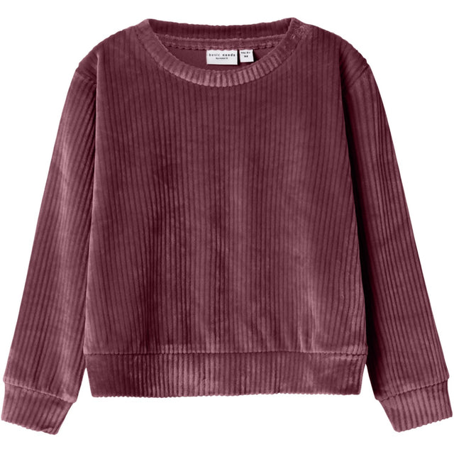 Name It Burgundy Nmfveloa Ls Velvet Short Top