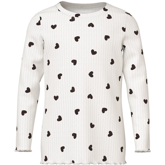 Name It Cloud Dancer Tiny Heart Nmfvemma Glitter Ls Slim Top