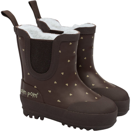 Pom Pom Chocolate Heart Brook GumBoots Thermo Ankle
