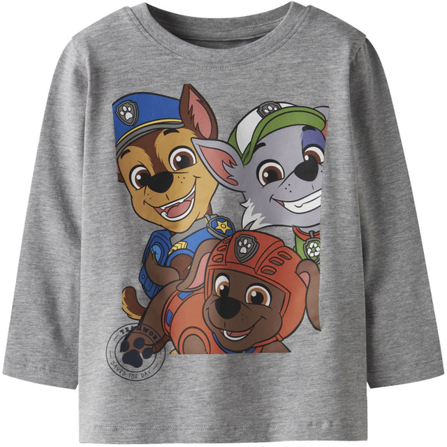 Name It Grey Melange Nmmnitin Paw Ls Nreg Top Box Cplg