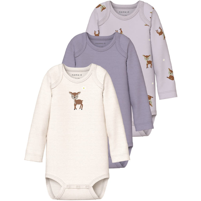 Name It Lilac Marble Nbfbody 3P Ls Lilac Marble Deer Noos