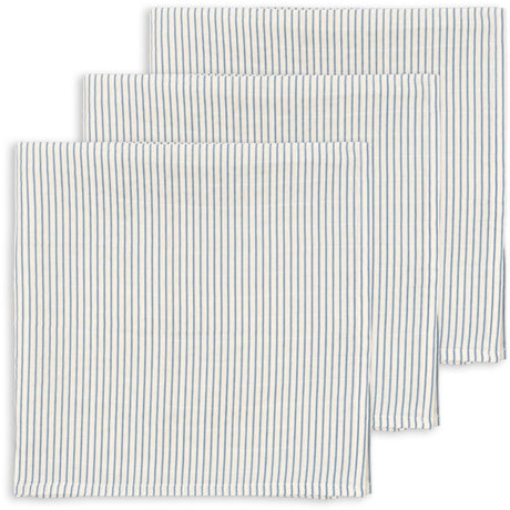 Konges Sløjd Stripe Bluie 3 Pak Muslin Cloth GOTS