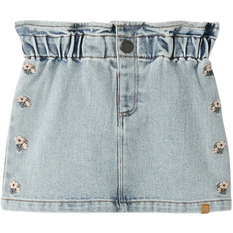 Lil'Atelier Medium Blue Denim Flower Emb Nmfdarlee Doa Dnm Nederdel 4499-Se Lil
