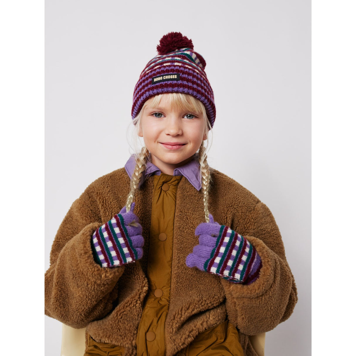 Bobo Choses Purple Jacquard Long Handsker