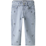 Name It Light Blue Denim Flower Embroidery Nmfbella Mom Emb Jeans 1224-Sm Noos