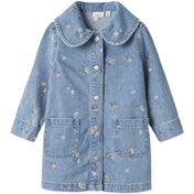 Name It Light Blue Denim Flower Emb Nmfpiper Ls Dnm Kjole 3614-Za