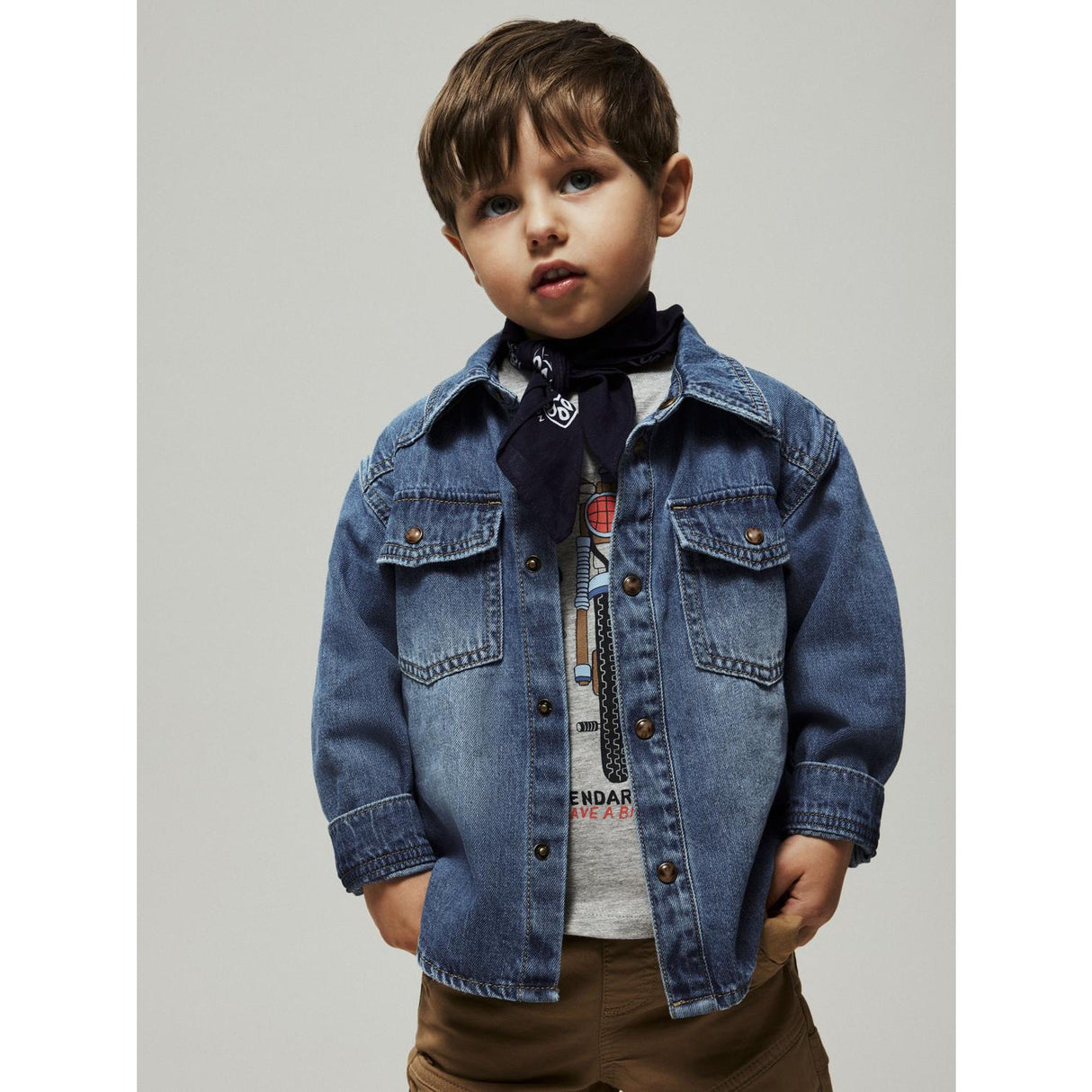 Name It Medium Blue Denim Nmmblue Oz Dnm Ls Skjorte 6677-Ov B