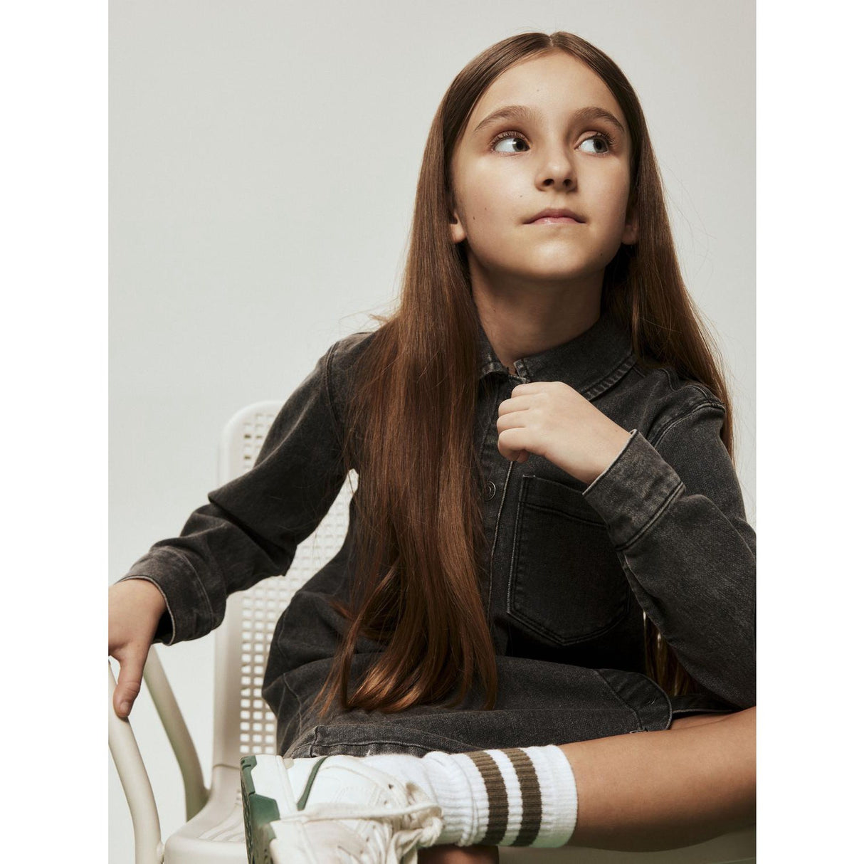 Name It Medium Grey Denim Nkfjeannie Ls Dnm Kjole 2133-Ft B