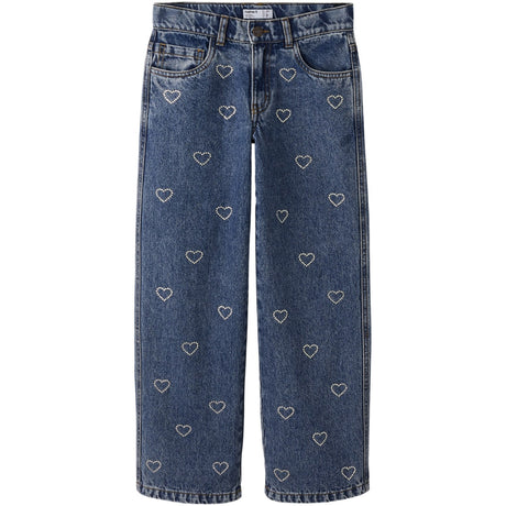 Name It Denim Blue Rhinestone Bows Nkfrose Wide Rhinestone Jeans 4417-Im T