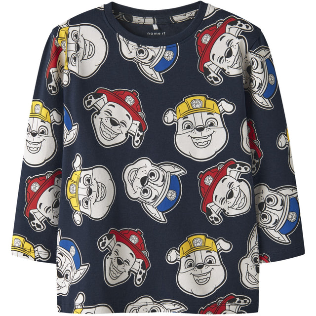 Name It Navy Blazer AOP Nmmjorgen Paw Ls Nreg Top Cplg