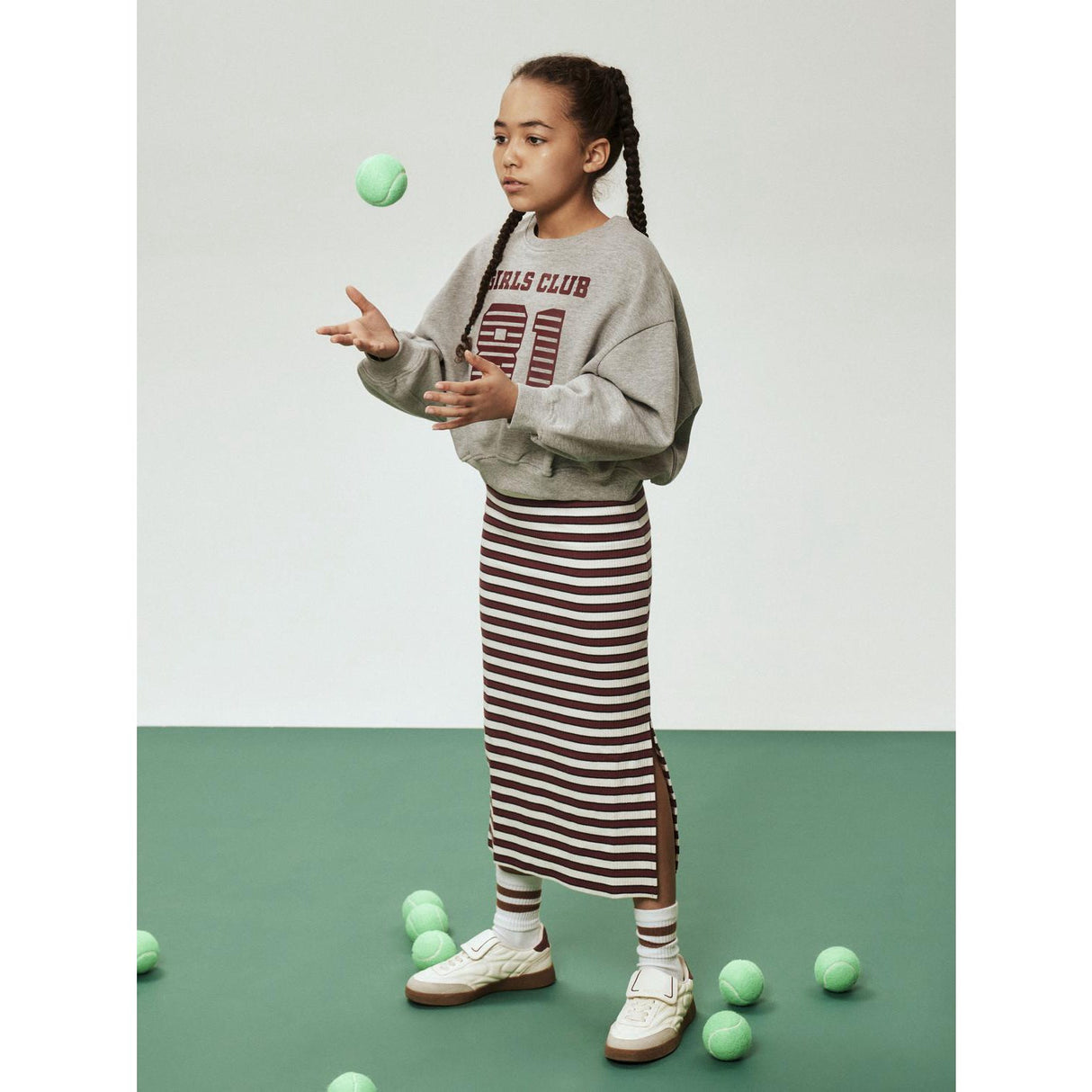 Name It Grey Melange Nkftaya Ls Rlx Kort Sweat Bru Box