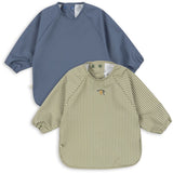 Konges Sløjd Tea Stripe/Flint Stone 2 Pak Dinner Hagesmæk Med Ærmer